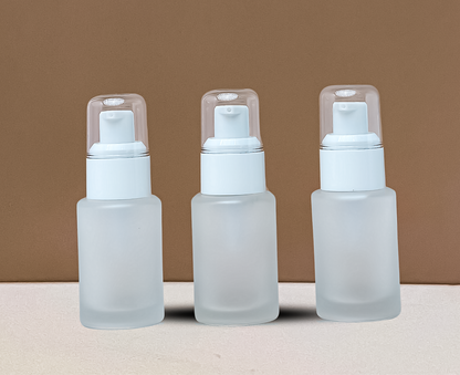 30ML Glass Bottle With White Treatment Pump (Flat)