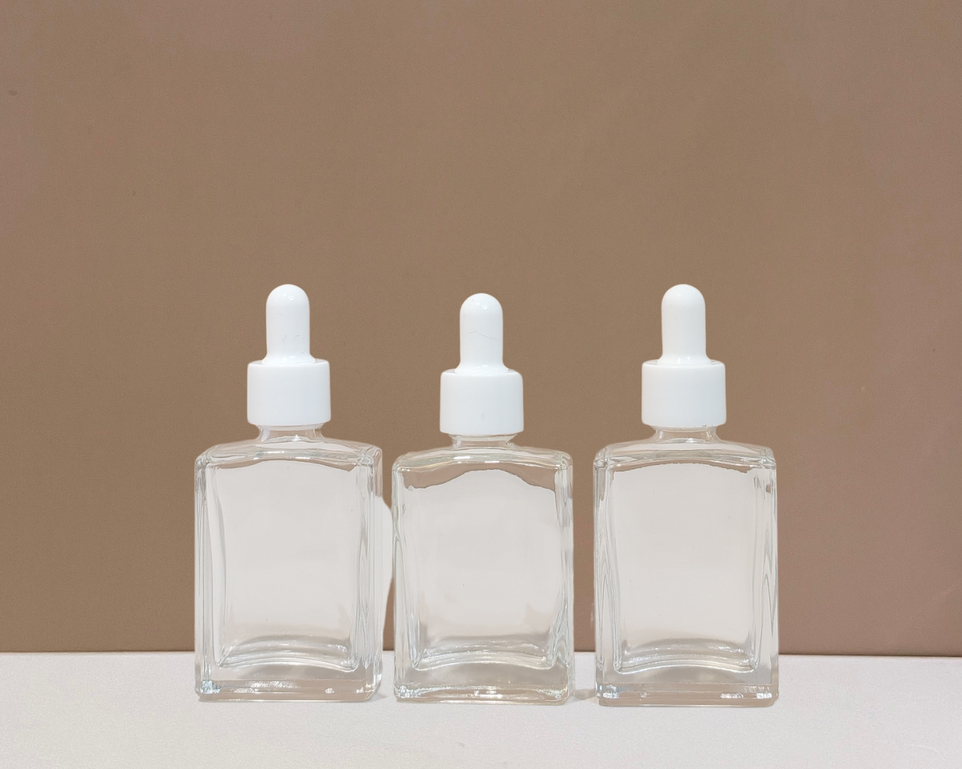 30ml Rectangle Glass Bottle with Plain White Dropper