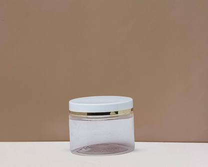 300g Plastic Jar White Lid With Gold Strip