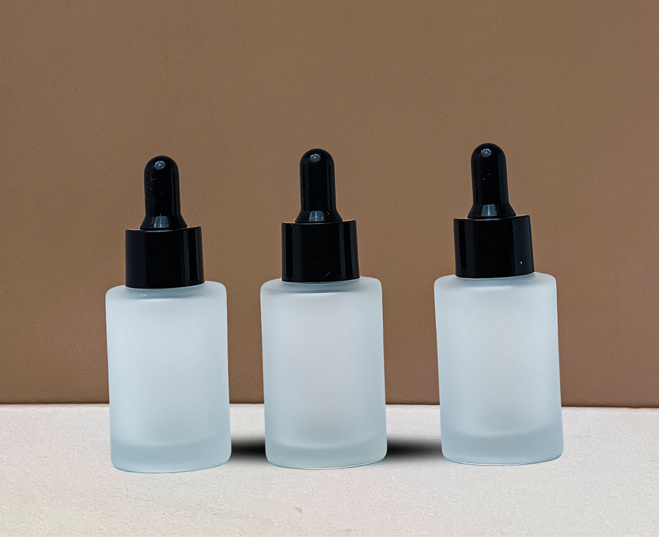 30Ml Glass Bottle With Black Smooth Dropper (Flat)