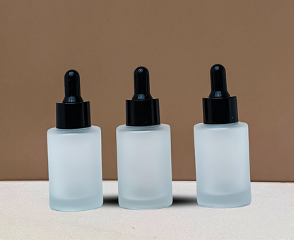 30Ml Glass Bottle With Black Smooth Dropper (Flat)