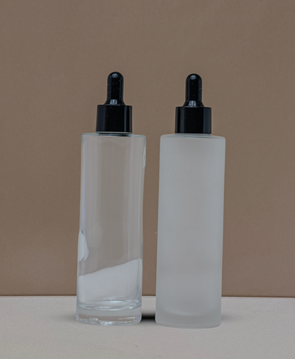 100Ml Glass Bottle With Black Smooth Dropper (Flat)