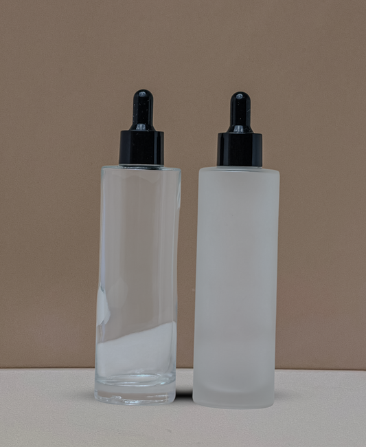100Ml Glass Bottle With Black Smooth Dropper (Flat)