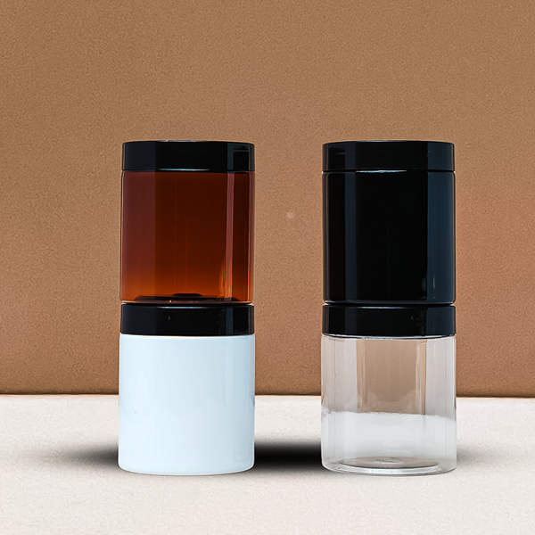 250g Tall Plastic Jar With Black Lid