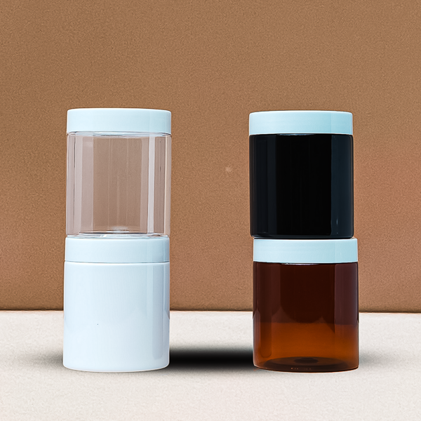 250g Tall Plastic Jar With White Lid