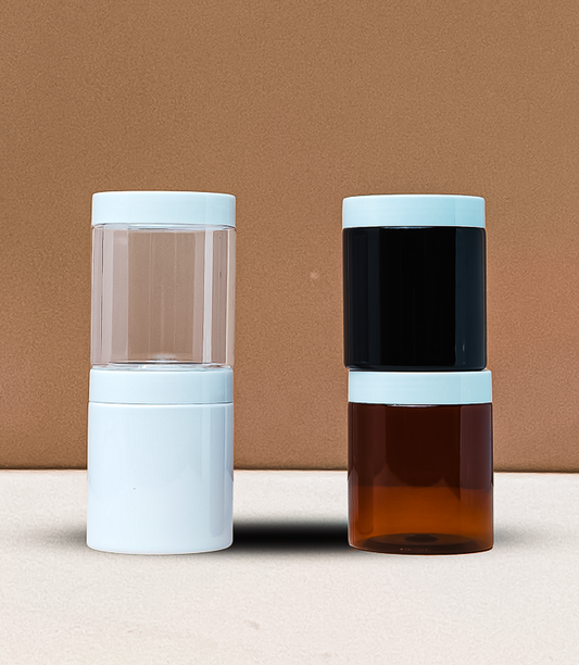 250g Tall Plastic Jar With White Lid