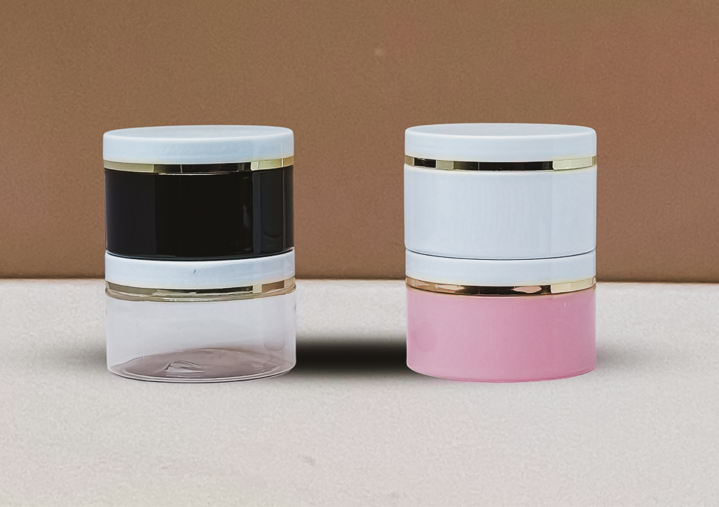 250g Wide Plastic Jar White Lid With Gold Strip