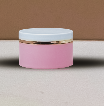 250g Wide Plastic Jar White Lid With Gold Strip