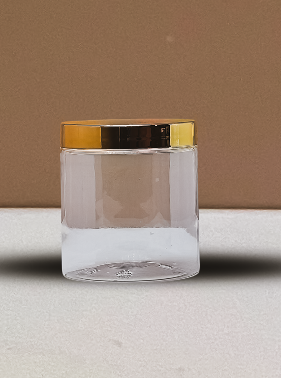 500g Plastic Jar With Gold Electroplated Lid