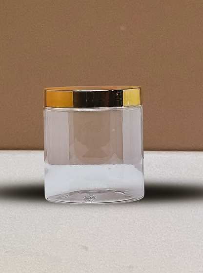500g Plastic Jar With Gold Electroplated Lid