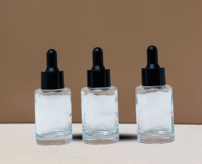 30Ml Glass Bottle With Black Smooth Dropper (Flat)