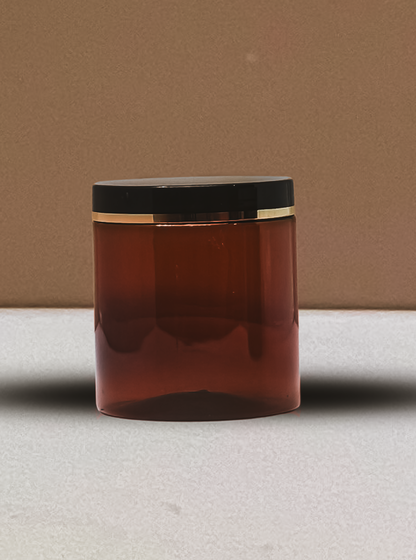 500g Plastic Jar With Black Lid with Gold Strip