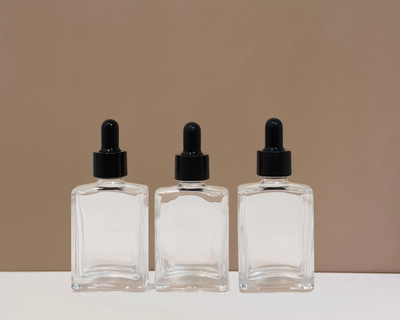 30ml Rectangle Glass Bottle with Black Smooth Dropper