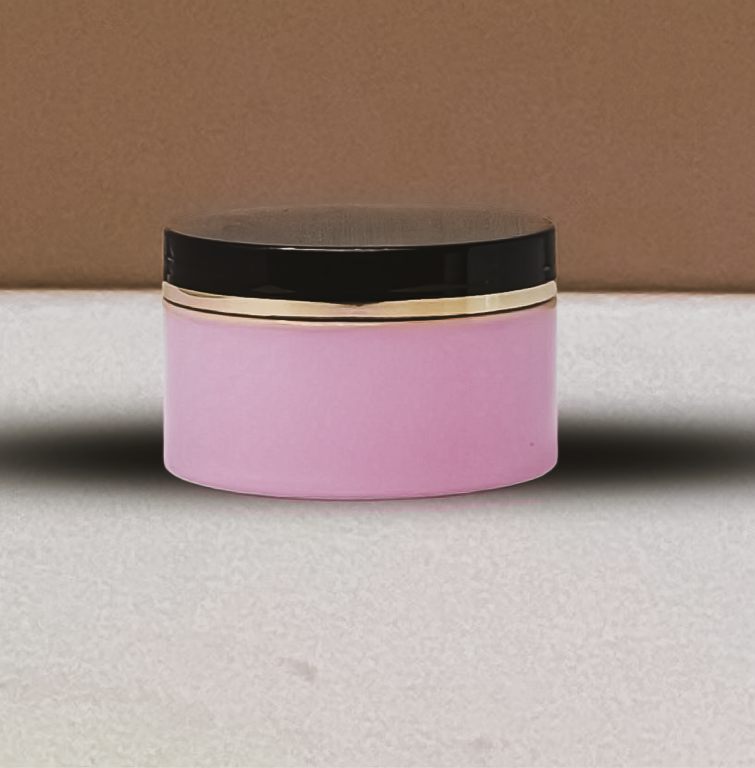 250g Wide Plastic Jar Black Lid With Gold Strip