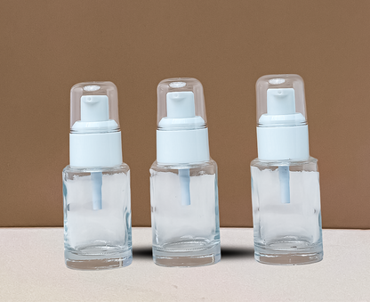 30ML Glass Bottle With White Treatment Pump (Flat)