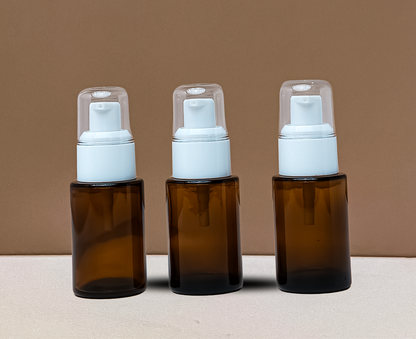 30ML Glass Bottle With White Treatment Pump (Flat)