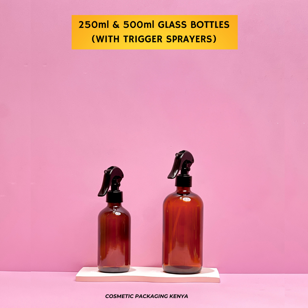 500ml Amber Glass Bottle + Trigger Sprayers