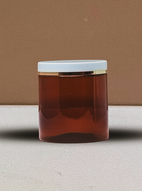 500g Plastic Jar With White Lid with Gold strip