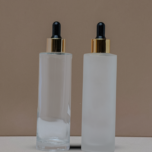 100Ml Glass Bottle With Gold Black Dropper (Flat)