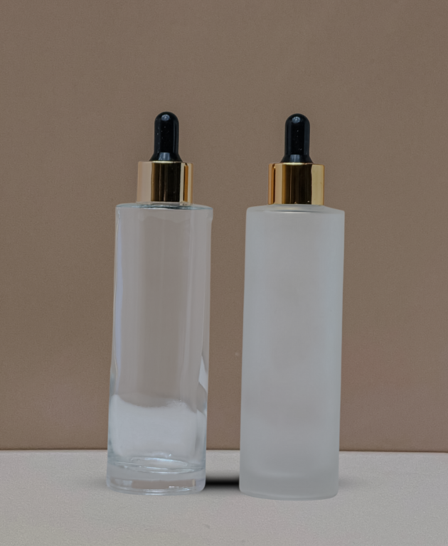 100Ml Glass Bottle With Gold Black Dropper (Flat)