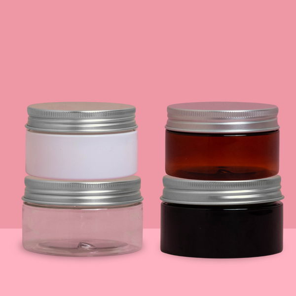100g Plastic Jar With Silver Aluminium Lid