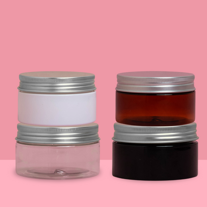 100g Plastic Jar With Silver Aluminium Lid
