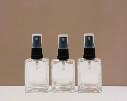 30ml Rectangle Glass Bottle with Black Mist Sprayer