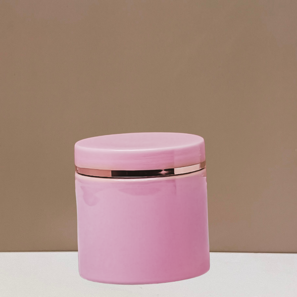 200g Pink Pet jar with Pink Lid + Gold Strip