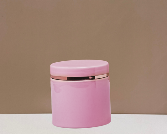 200g Pink Pet jar with Pink Lid + Gold Strip