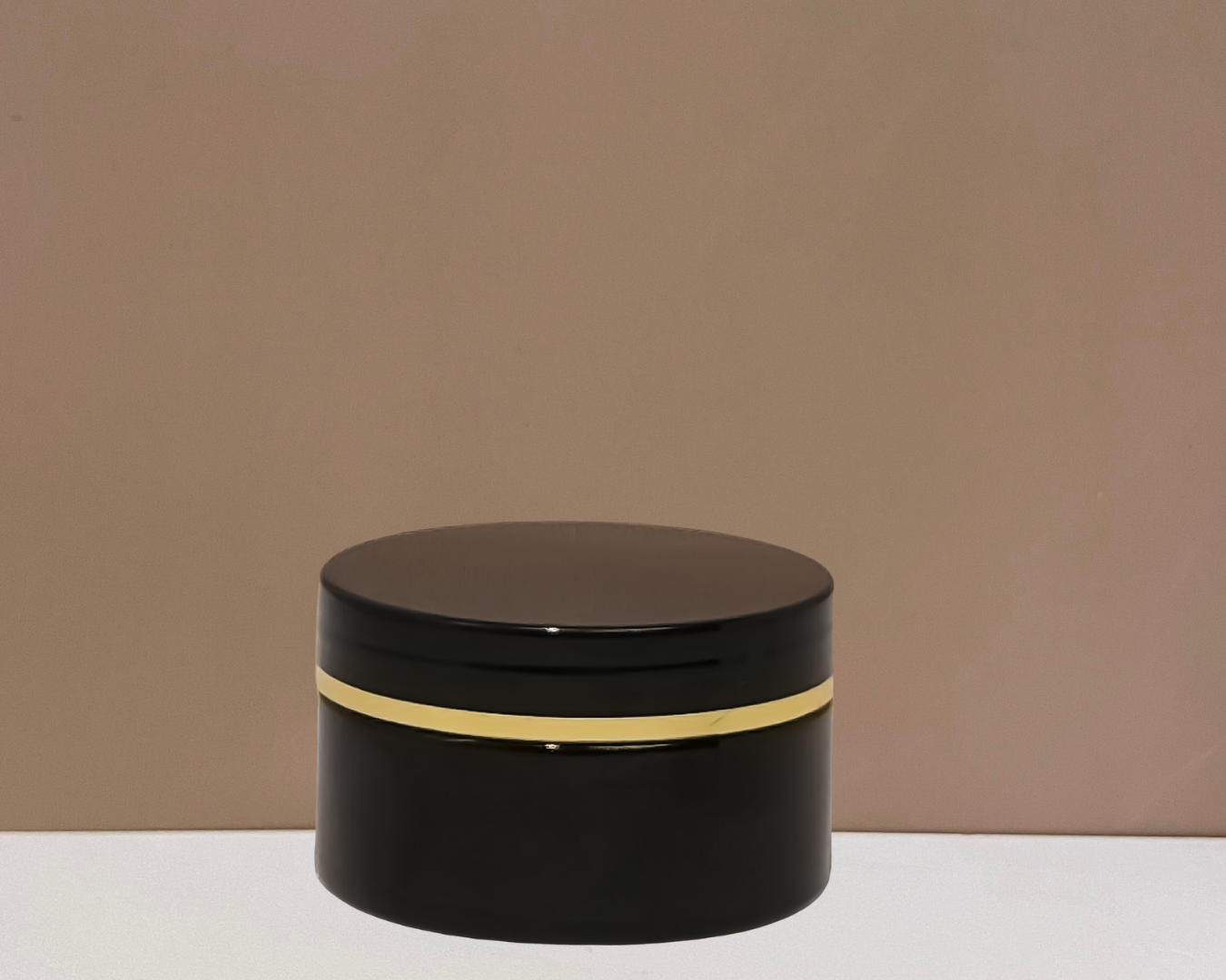 100g Plastic Jar with Black Lid and Gold Strip