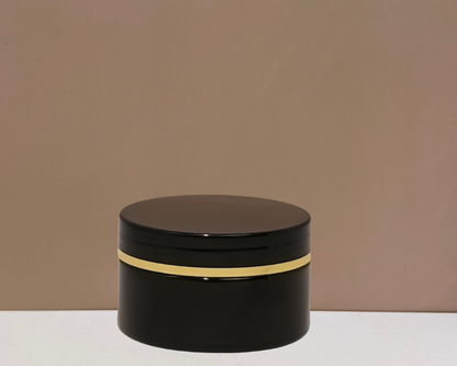 100g Plastic Jar with Black Lid and Gold Strip