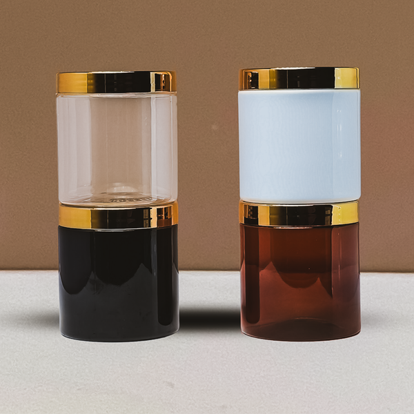 500g Plastic Jar With Gold Electroplated Lid