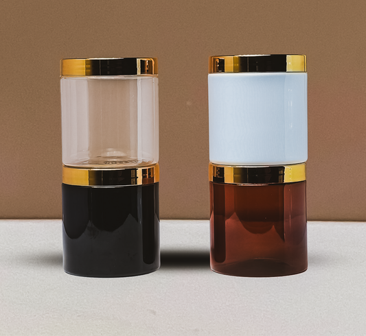 500g Plastic Jar With Gold Electroplated Lid