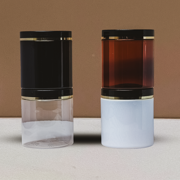 500g Plastic Jar With Black Lid with Gold Strip