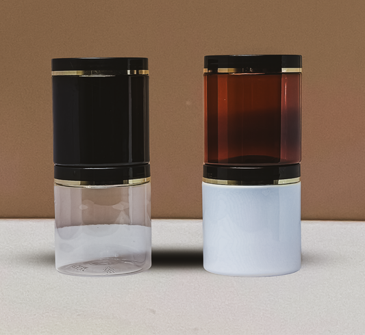 500g Plastic Jar With Black Lid with Gold Strip