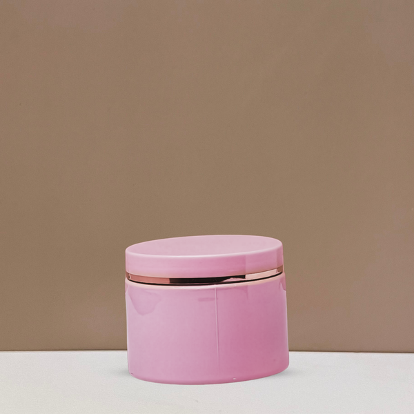 300g Pink Pet Jar with Pink Lid + Gold Strip