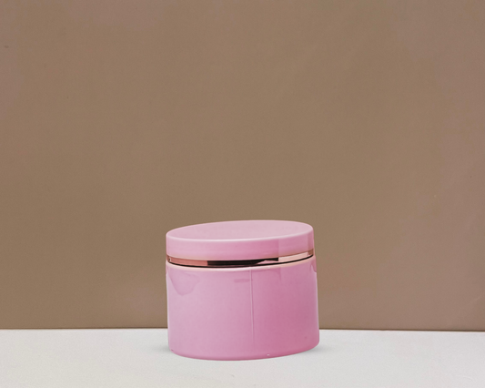 300g Pink Pet Jar with Pink Lid + Gold Strip