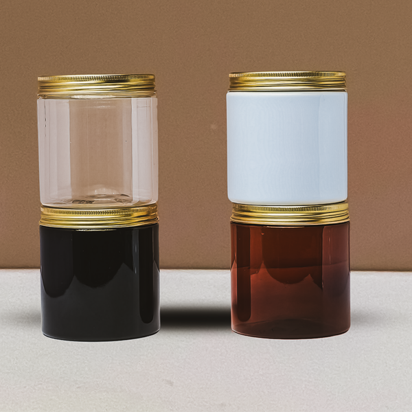 500g Plastic Jar With Gold Aluminium Lid