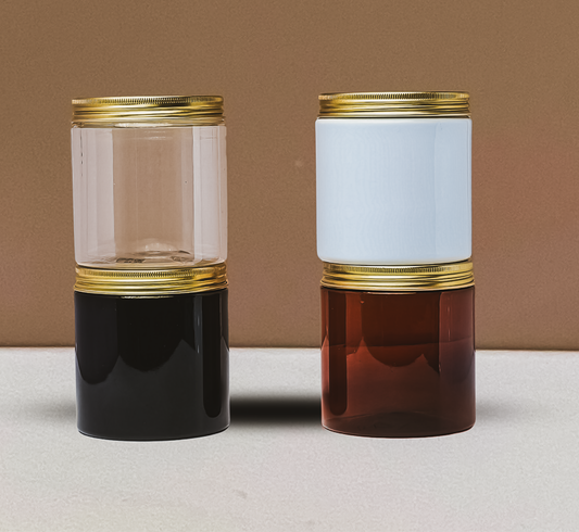 500g Plastic Jar With Gold Aluminium Lid