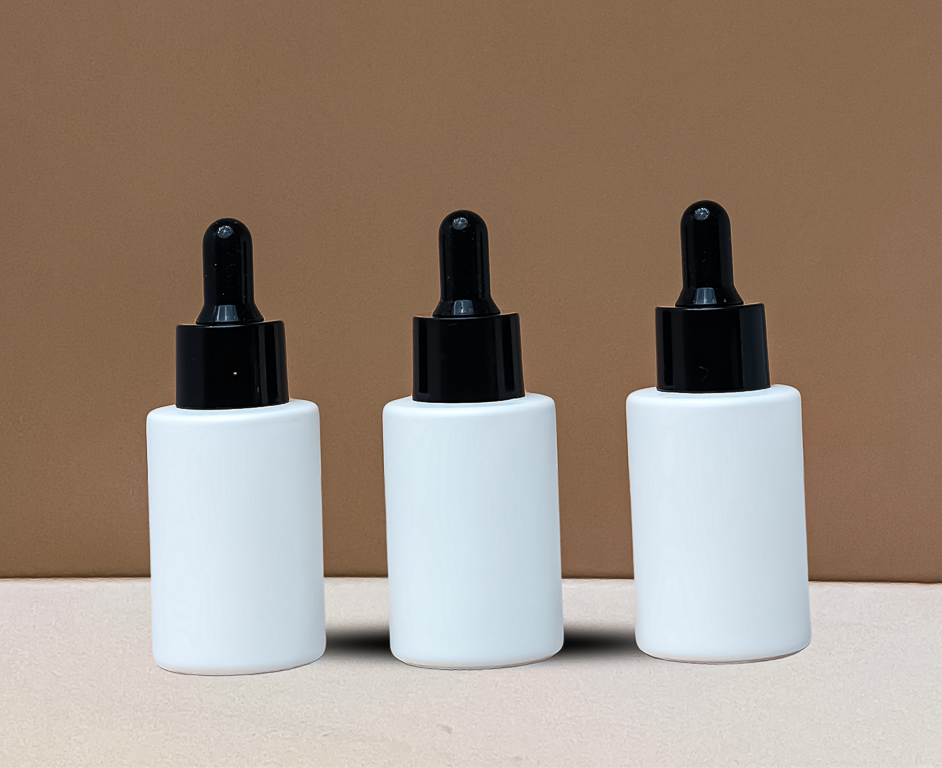 30Ml Glass Bottle With Black Smooth Dropper (Flat)