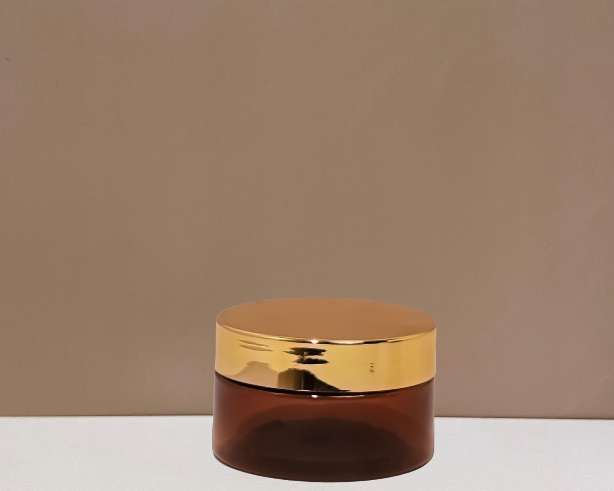 100g Plastic Jar With Gold Electroplated Lid