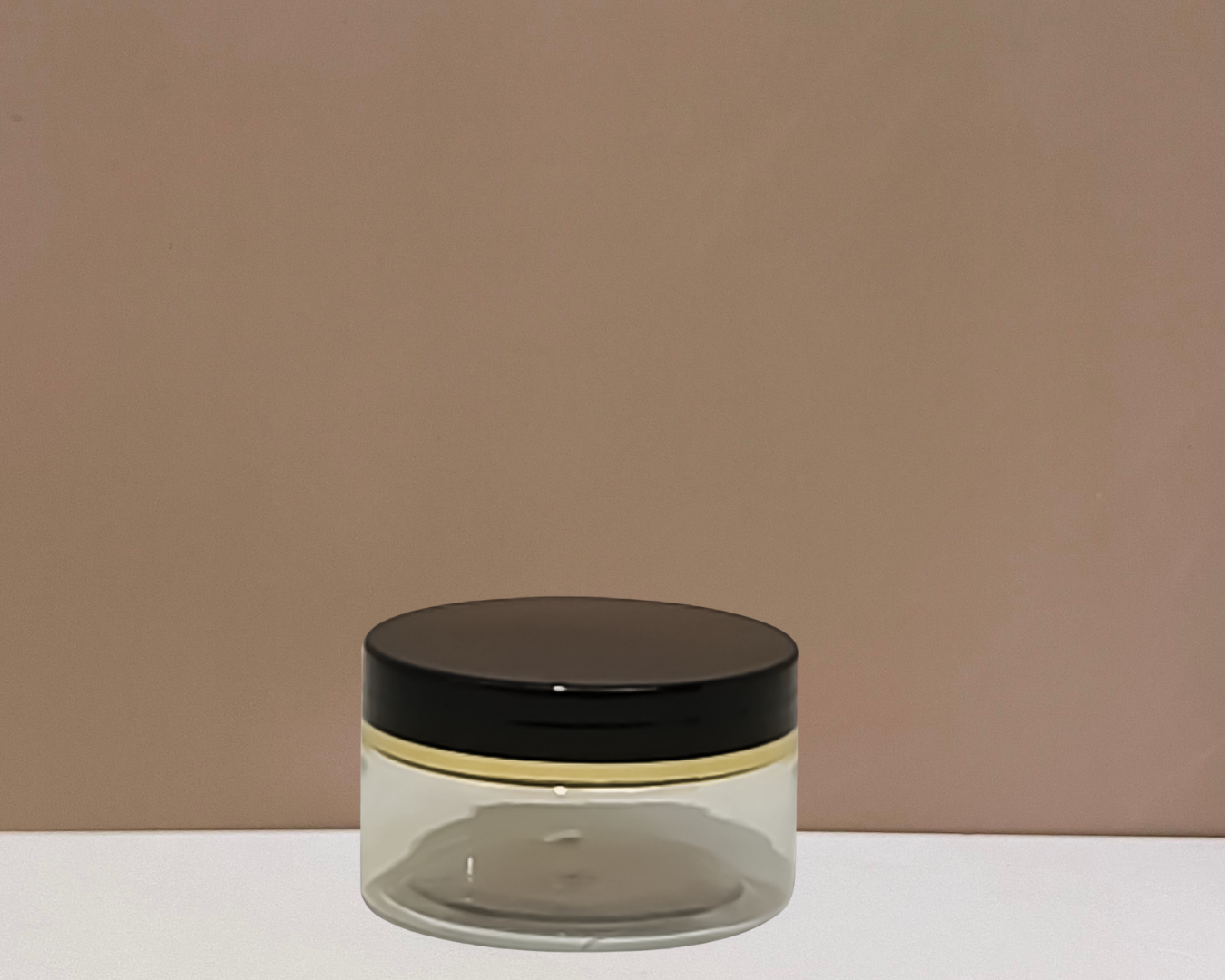 100g Plastic Jar with Black Lid and Gold Strip