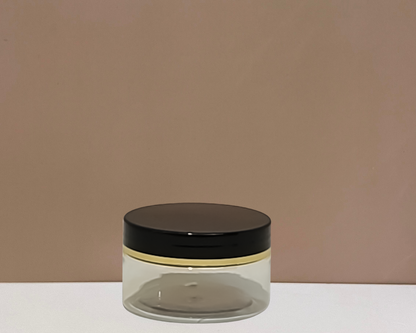 100g Plastic Jar with Black Lid and Gold Strip