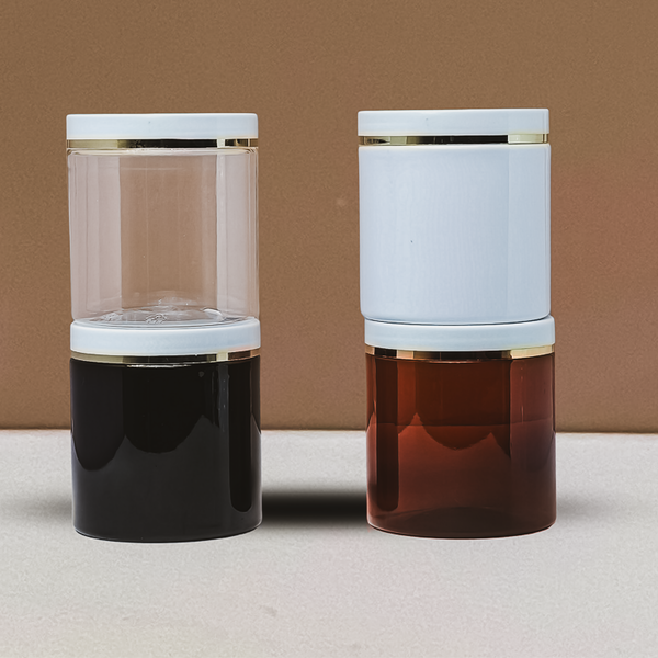 500g Plastic Jar With White Lid with Gold strip