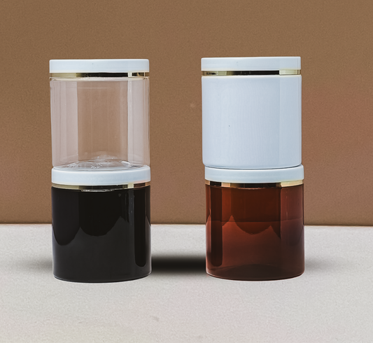 500g Plastic Jar With White Lid with Gold strip
