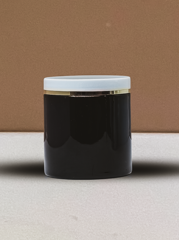 500g Plastic Jar With White Lid with Gold strip