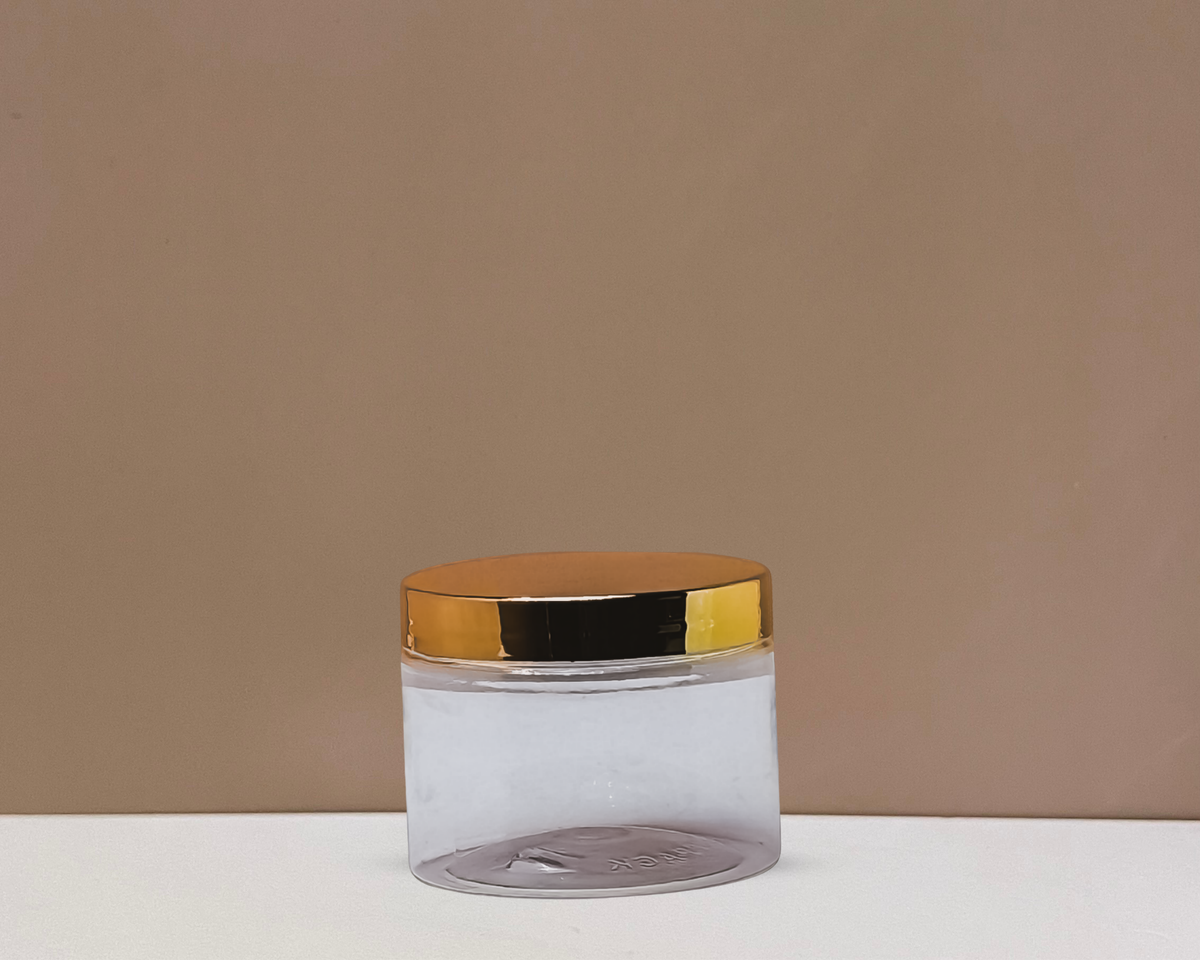 300g Plastic Jar With Gold Electroplated Lid