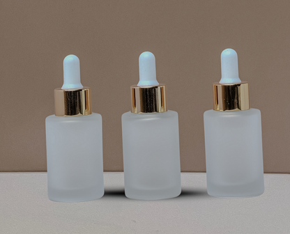 30Ml Glass Bottle With Gold White Dropper (Flat)