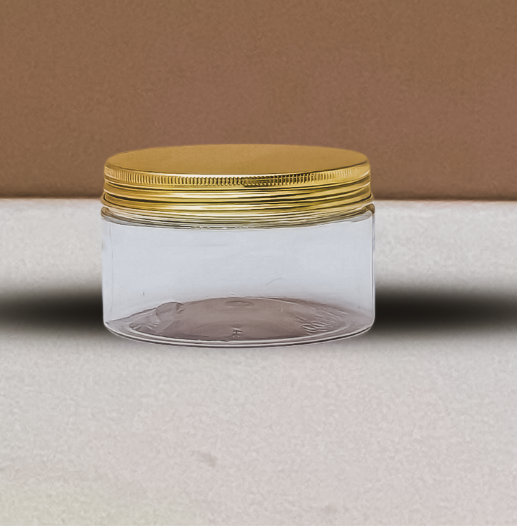 250g Wide Plastic Jar With Gold Aluminium Lid