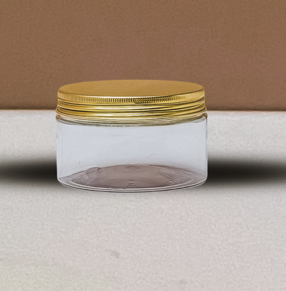 250g Wide Plastic Jar With Gold Aluminium Lid